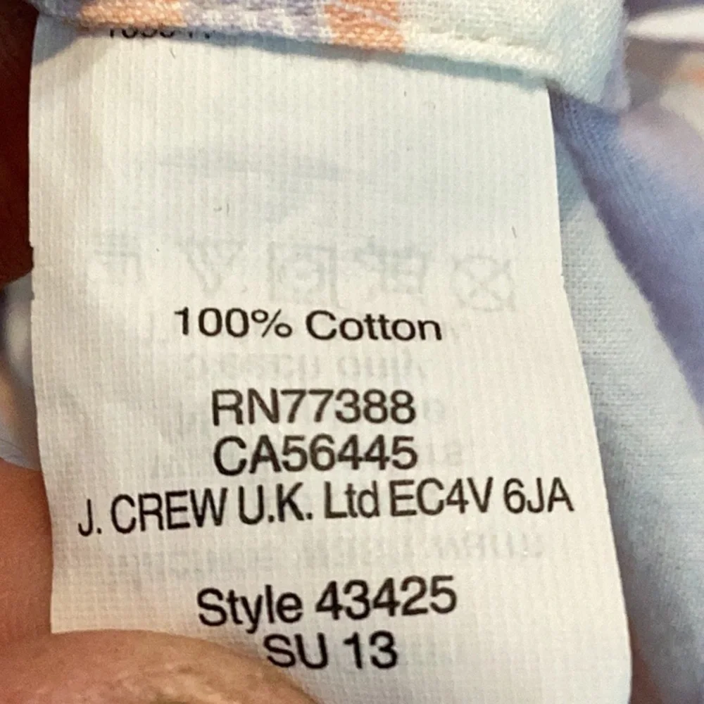 J.Crew Popover Top Size 12 Purple Stripe Cotton